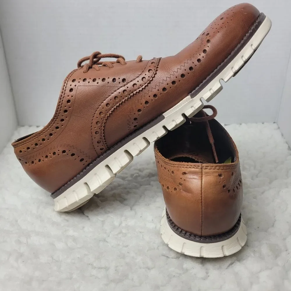 Cole Haan Zerogrand Men’s Size 8.5 Brown Leather Wingtip Oxford Shoes C14493